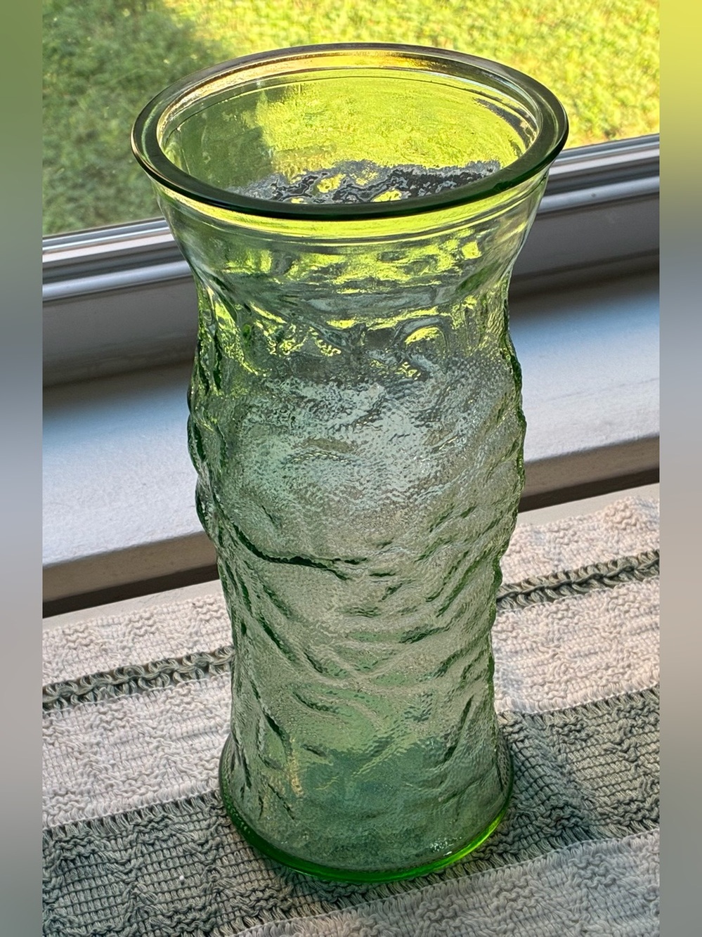 Bark Textured Light Green Glass Vase